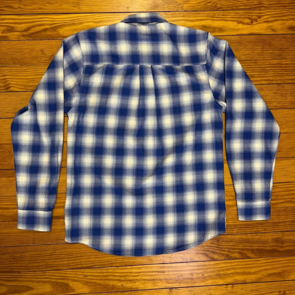 Dixxon Wipeout Flannel Mens Small Pearl Snap Button Down Shirt Blue White Plaid - Picture 13 of 13
